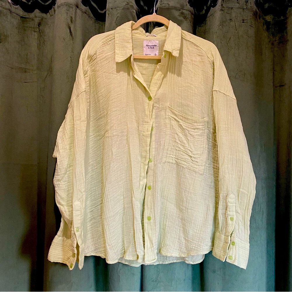 NWOT Abercrombie Oversized cotton gauze button down XL